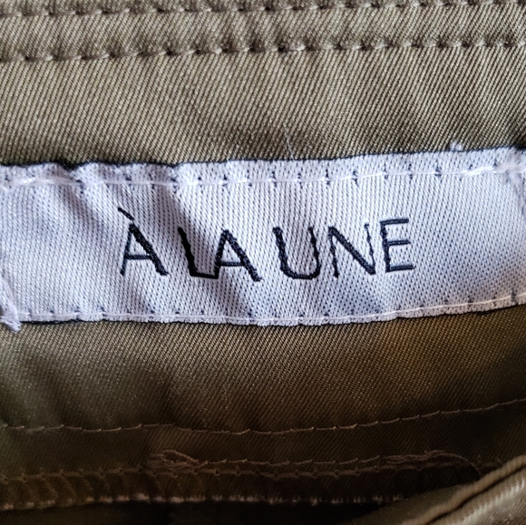 A LA UNE Army Green Nylon Spandex Cuffed Cargo Style Pants Boho Flexible Woman M - Picture 5 of 8